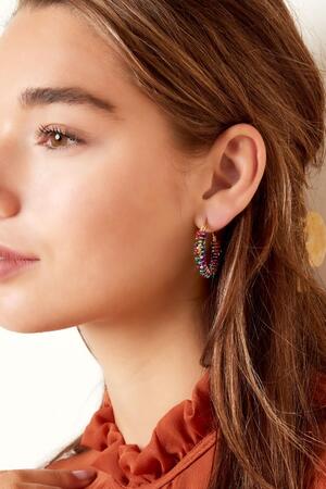 Boucles d'oreilles colorées avec perles Marron Acier inoxydable h5 Image3